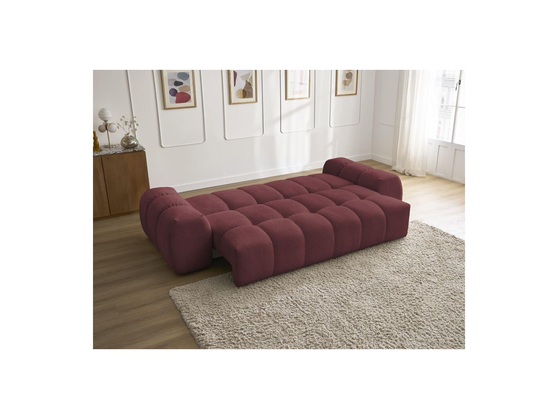 Everest - Canapé Droit Convertible Coffre - Tissu Chiné - 5 Coussins