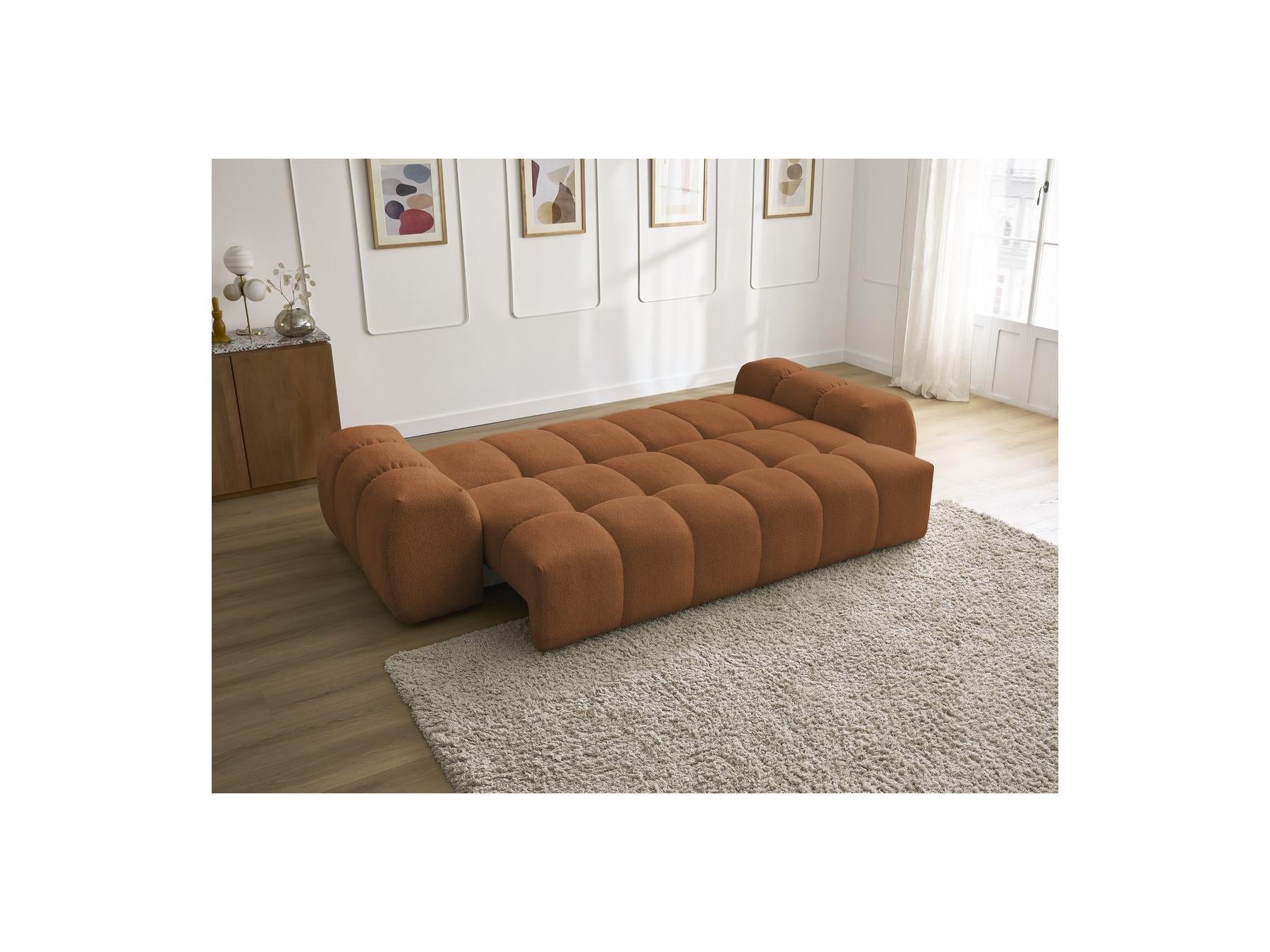 Everest - Canapé Droit Convertible Coffre - Tissu Chiné - 5 Coussins