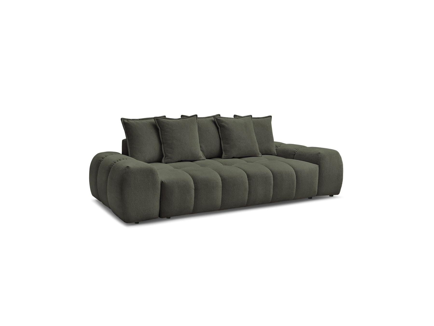Everest - Canapé Droit Convertible Coffre - Tissu Chiné - 5 Coussins