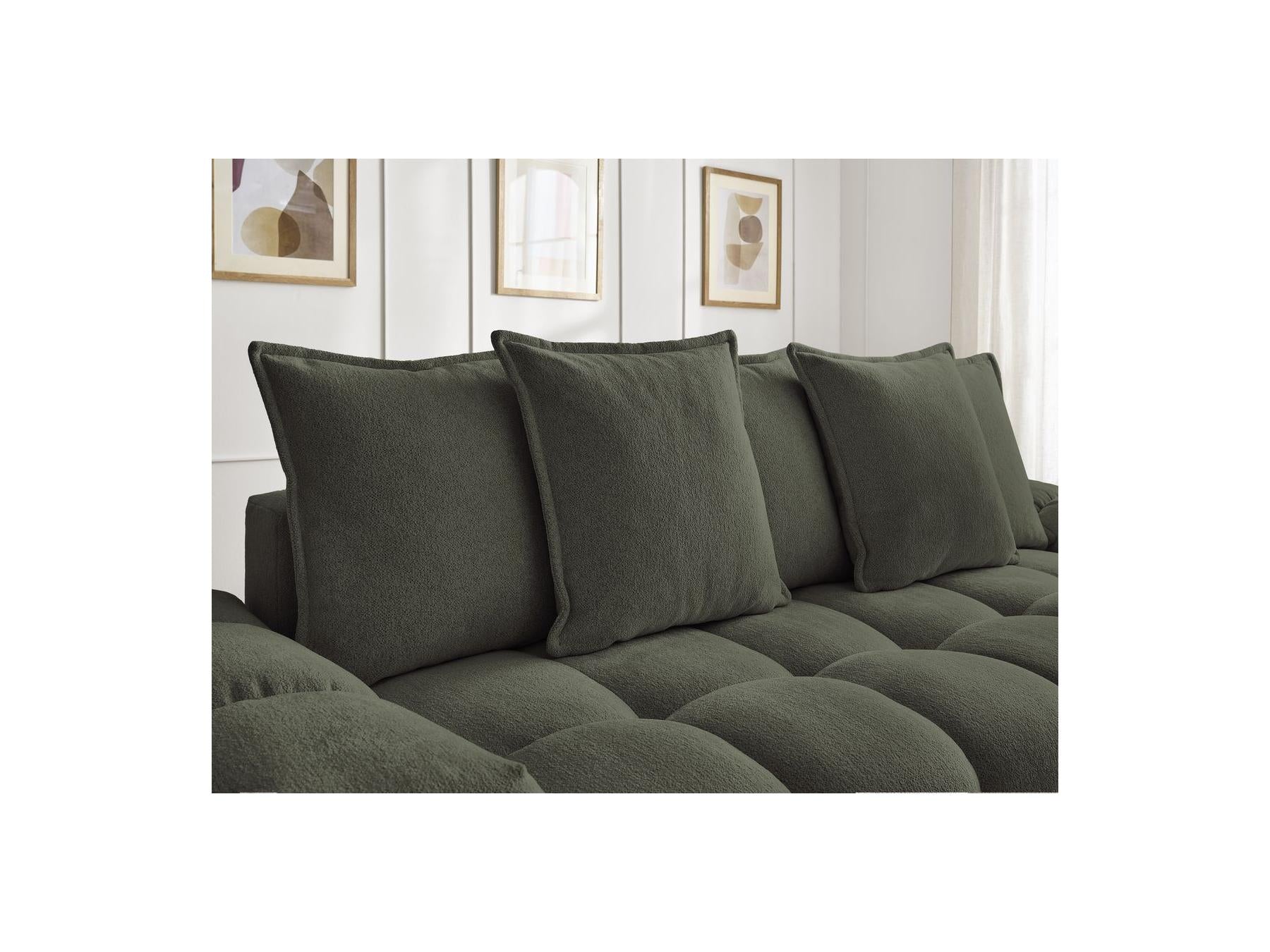 Everest - Canapé Droit Convertible Coffre - Tissu Chiné - 5 Coussins