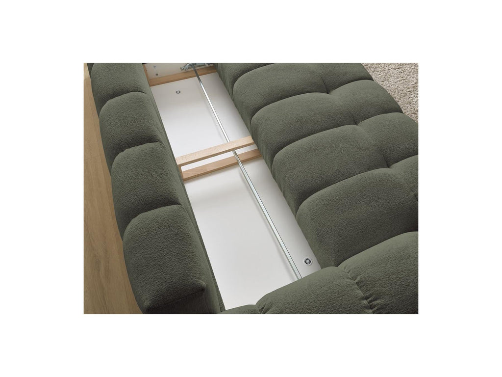 Everest - Canapé Droit Convertible Coffre - Tissu Chiné - 5 Coussins