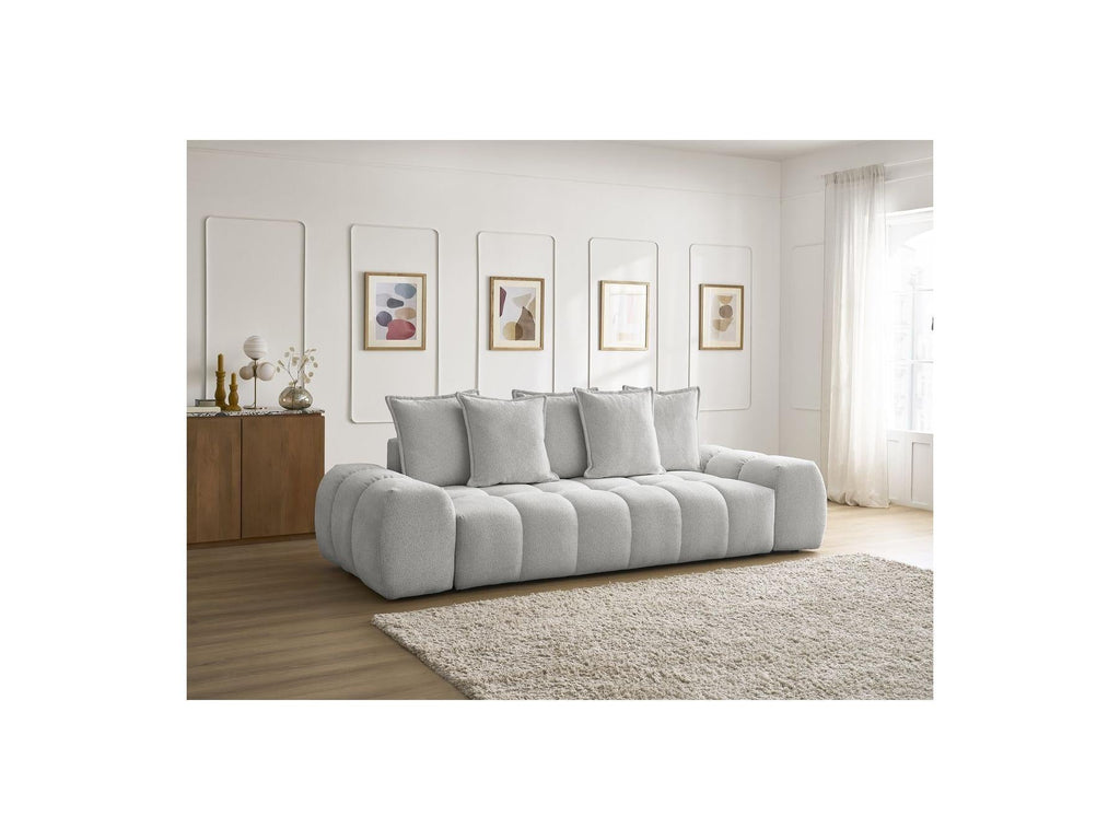 Everest - Canapé Droit Convertible Coffre - Tissu Chiné - 5 Coussins