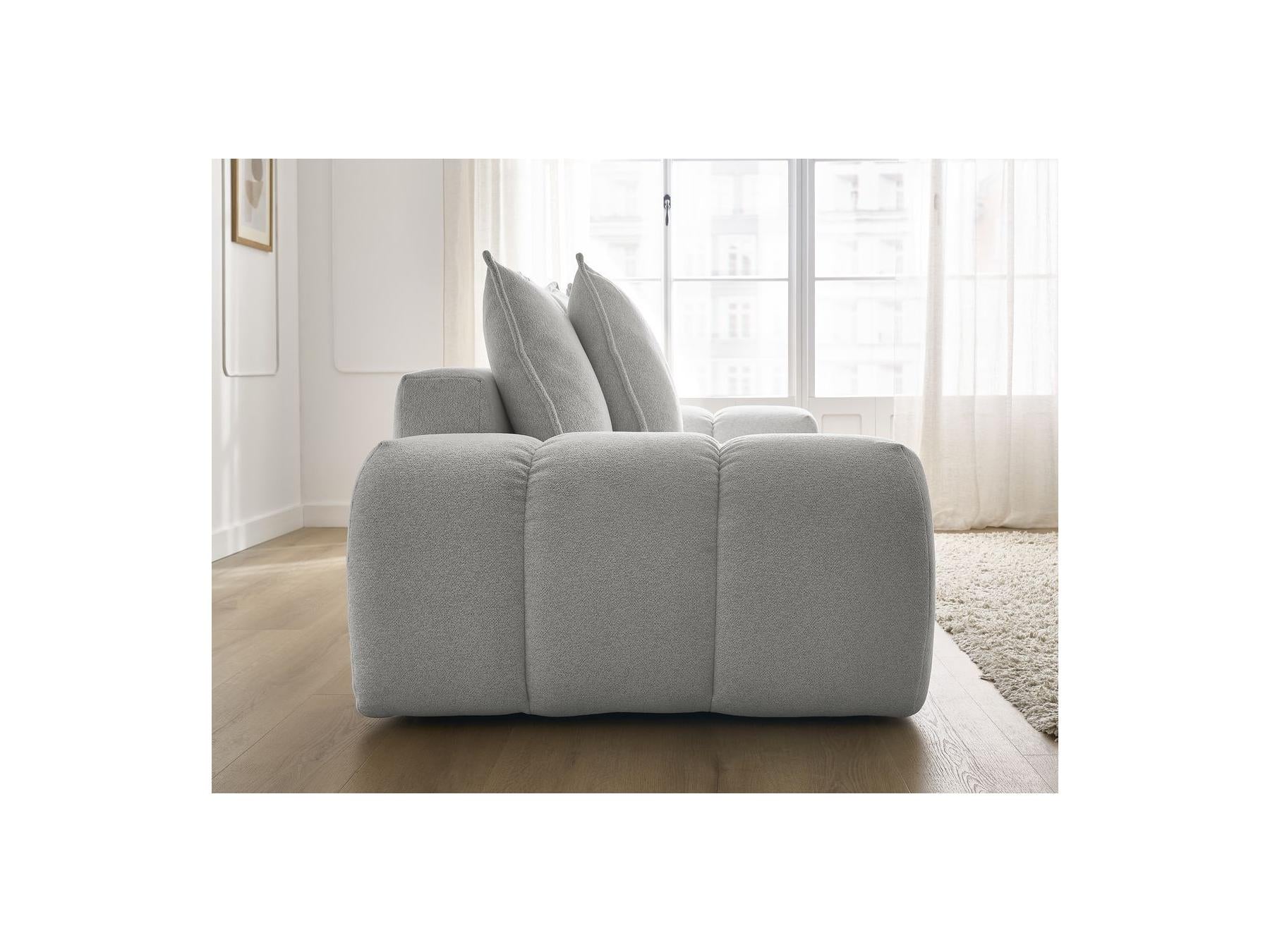 Everest - Canapé Droit Convertible Coffre - Tissu Chiné - 5 Coussins