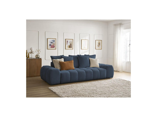 Everest - Canapé Droit Convertible Coffre - Tissu Chiné - 5 Coussins