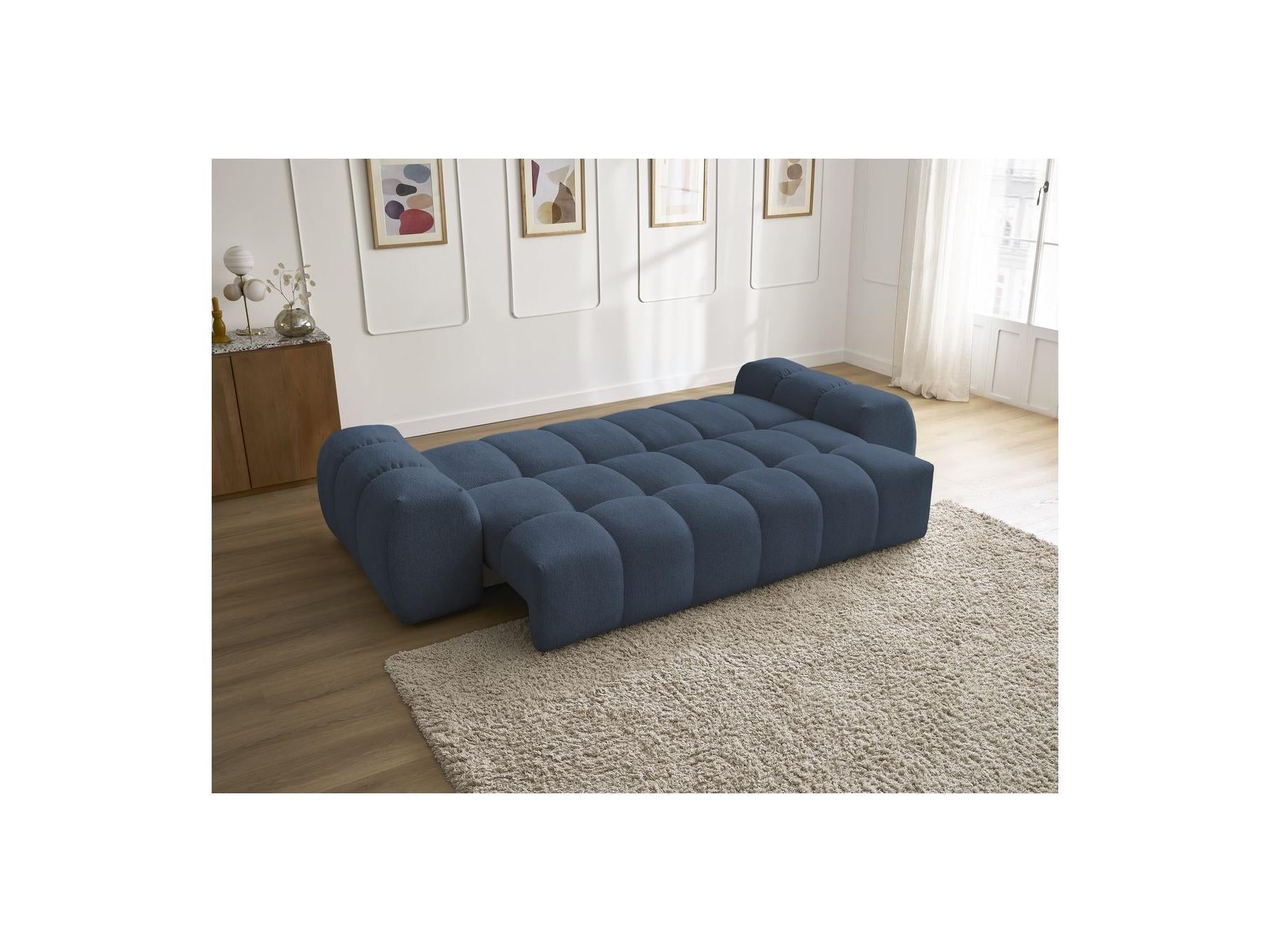 Everest - Canapé Droit Convertible Coffre - Tissu Chiné - 5 Coussins