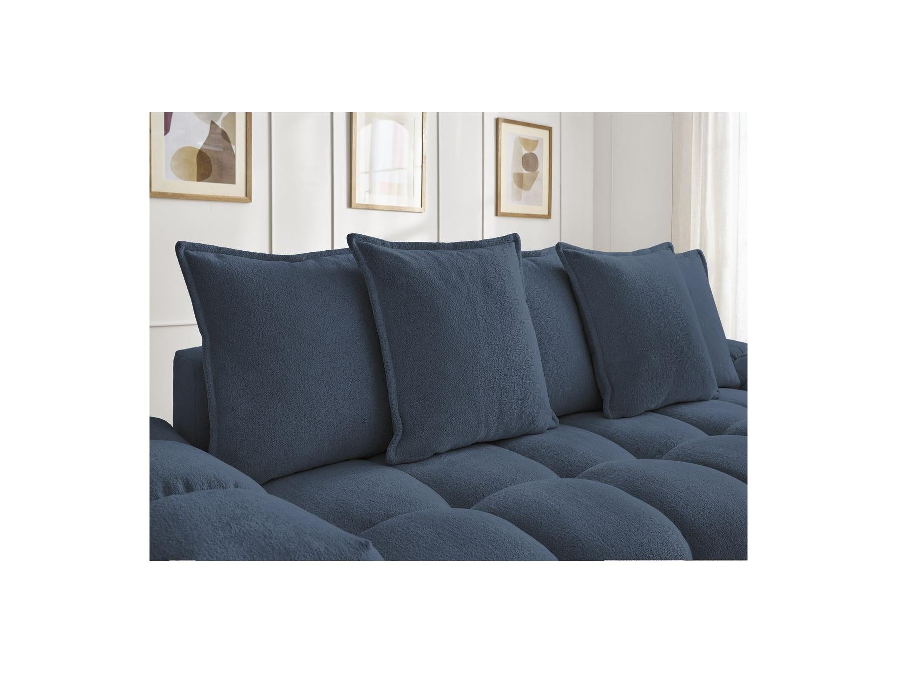 Everest - Canapé Droit Convertible Coffre - Tissu Chiné - 5 Coussins