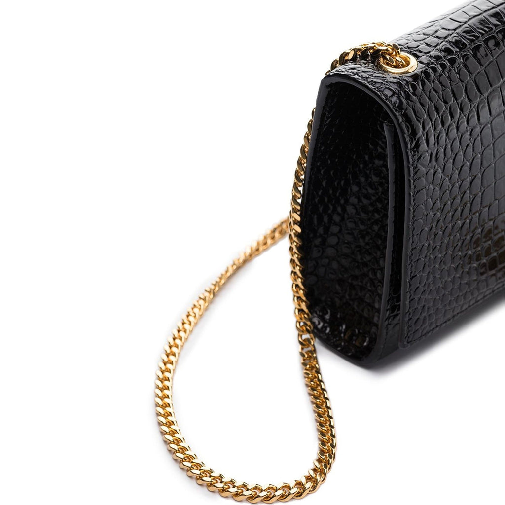 Saint Laurent - Kate Medium Tassel Crocodile Embossed Leather Bag - Black