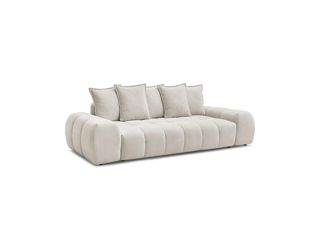 Everest - Canapé Droit Convertible Coffre - Tissu Texturé - 5 Coussins