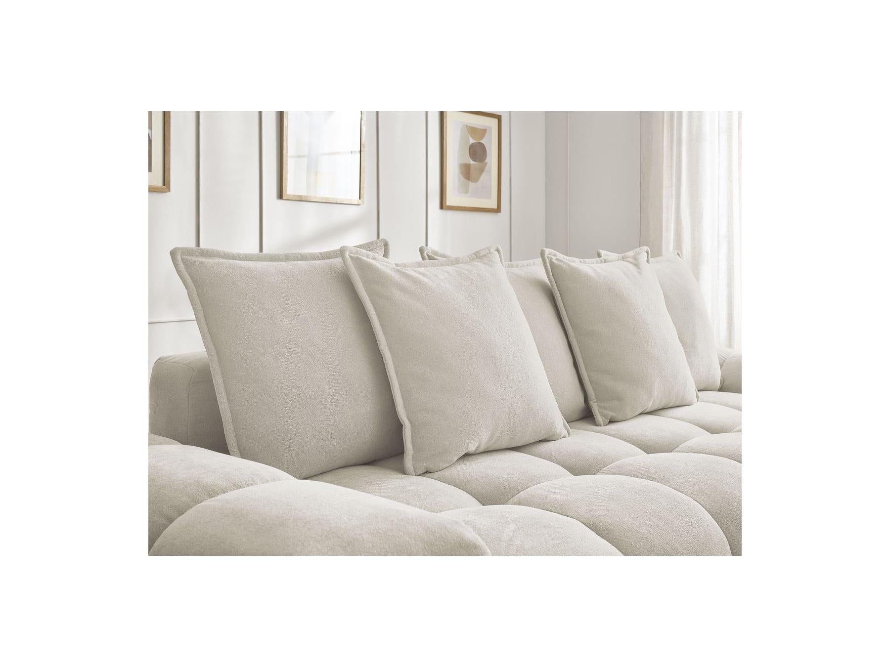 Everest - Canapé Droit Convertible Coffre - Tissu Texturé - 5 Coussins