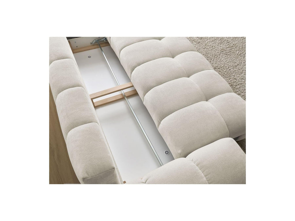 Everest - Canapé Droit Convertible Coffre - Tissu Texturé - 5 Coussins