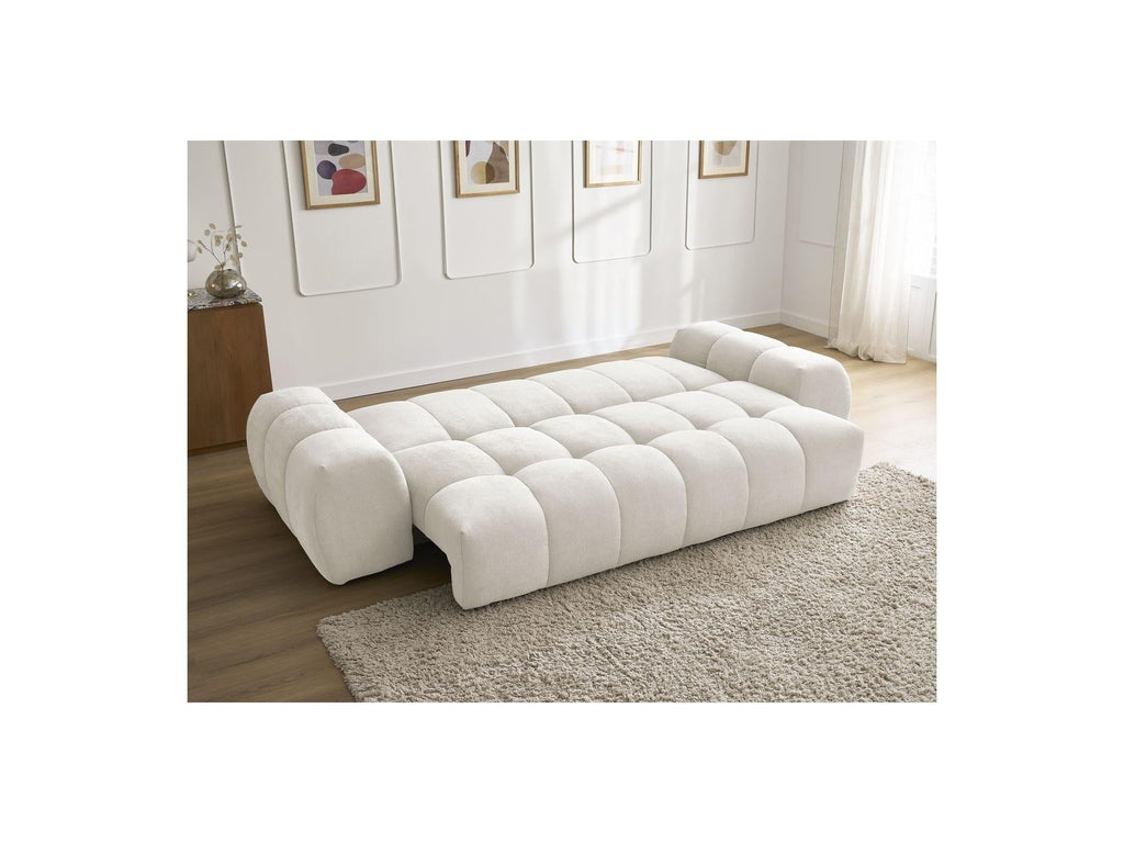 Everest - Canapé Droit Convertible Coffre - Tissu Texturé - 5 Coussins