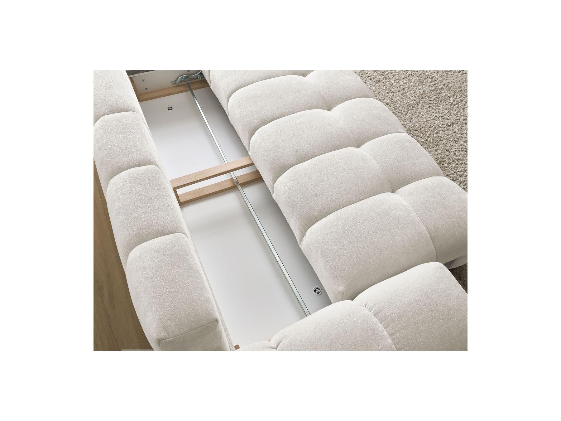 Everest - Canapé Droit Convertible Coffre - Tissu Texturé - 5 Coussins