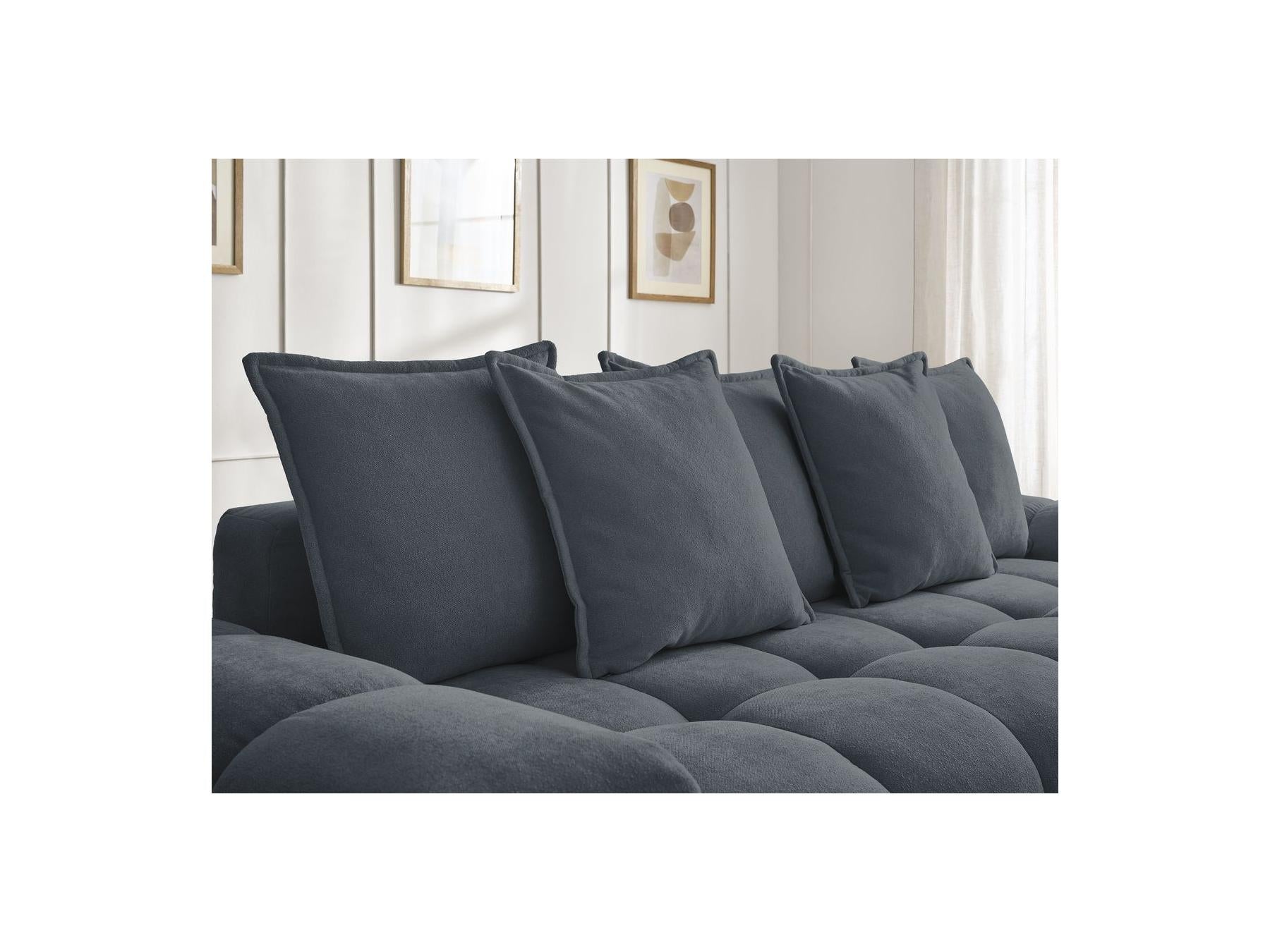 Everest - Canapé Droit Convertible Coffre - Tissu Texturé - 5 Coussins