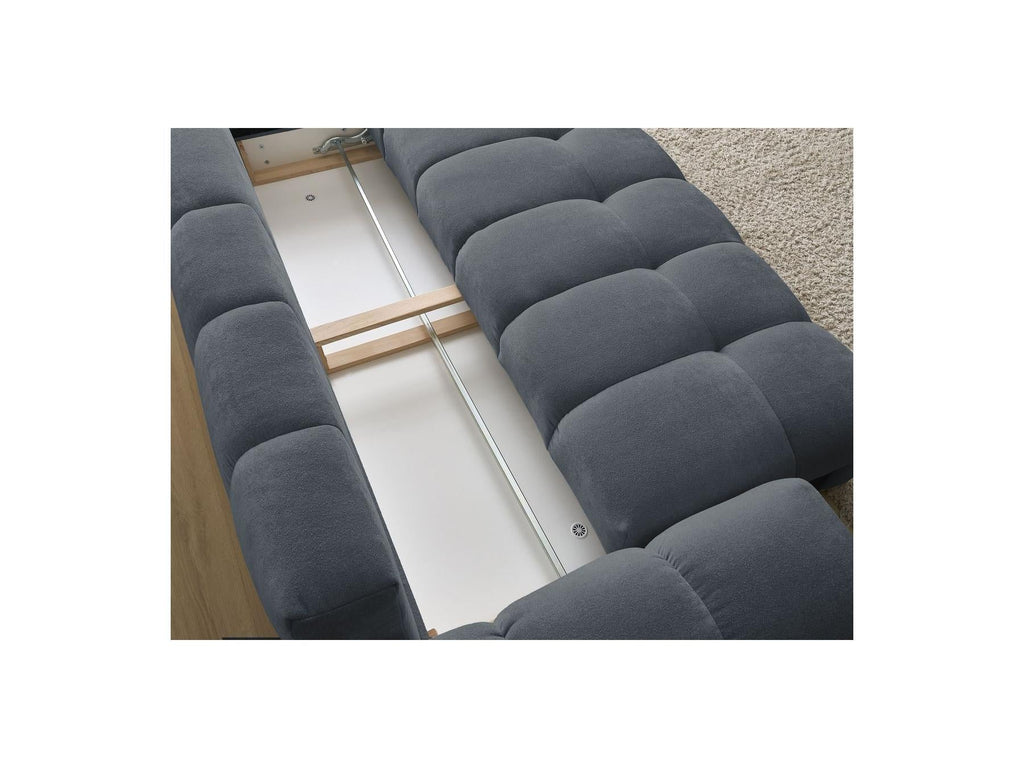 Everest - Canapé Droit Convertible Coffre - Tissu Texturé - 5 Coussins