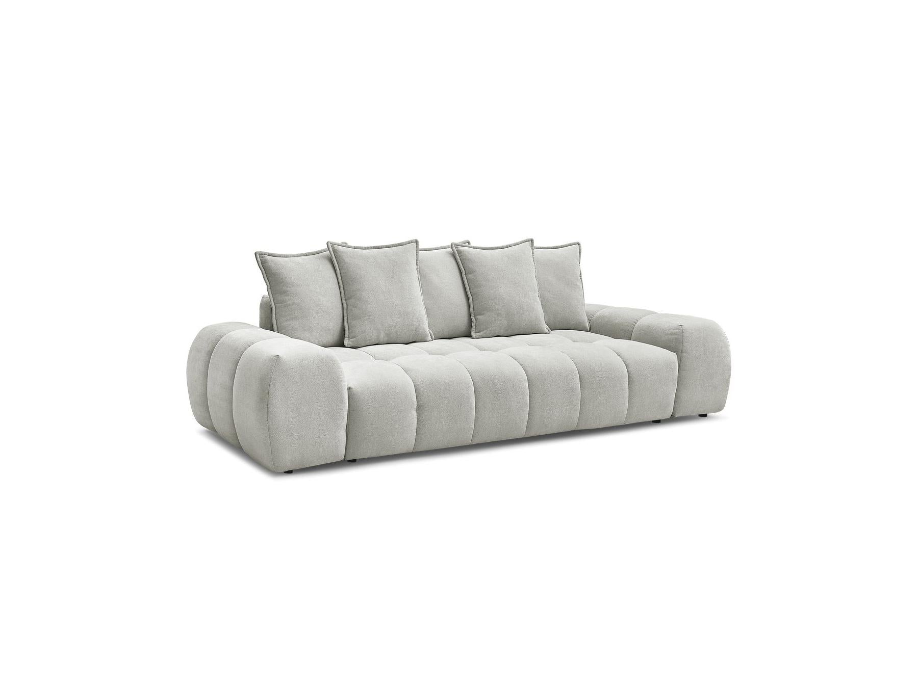 Everest - Canapé Droit Convertible Coffre - Tissu Texturé - 5 Coussins