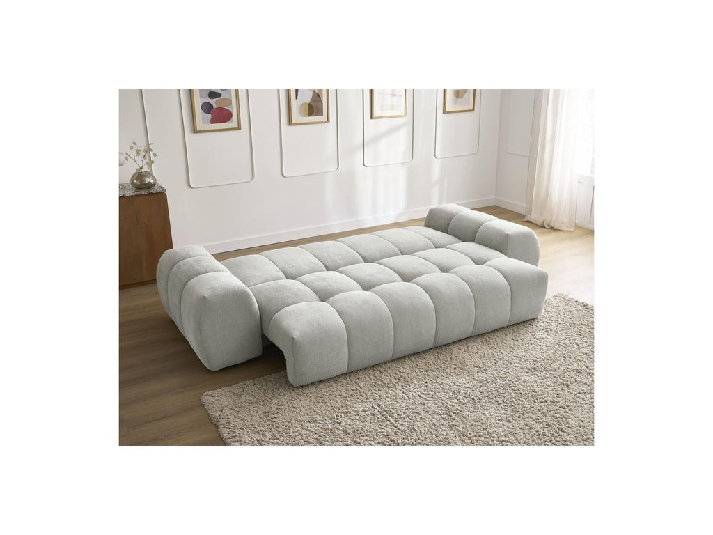 Everest - Canapé Droit Convertible Coffre - Tissu Texturé - 5 Coussins