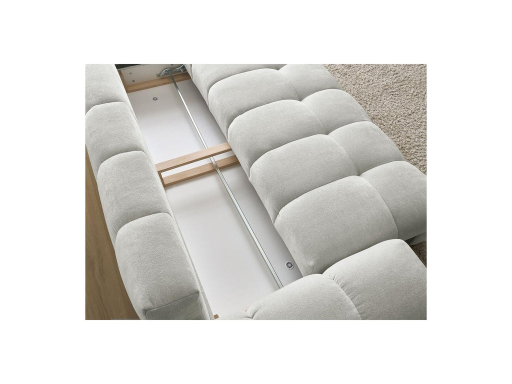 Everest - Canapé Droit Convertible Coffre - Tissu Texturé - 5 Coussins