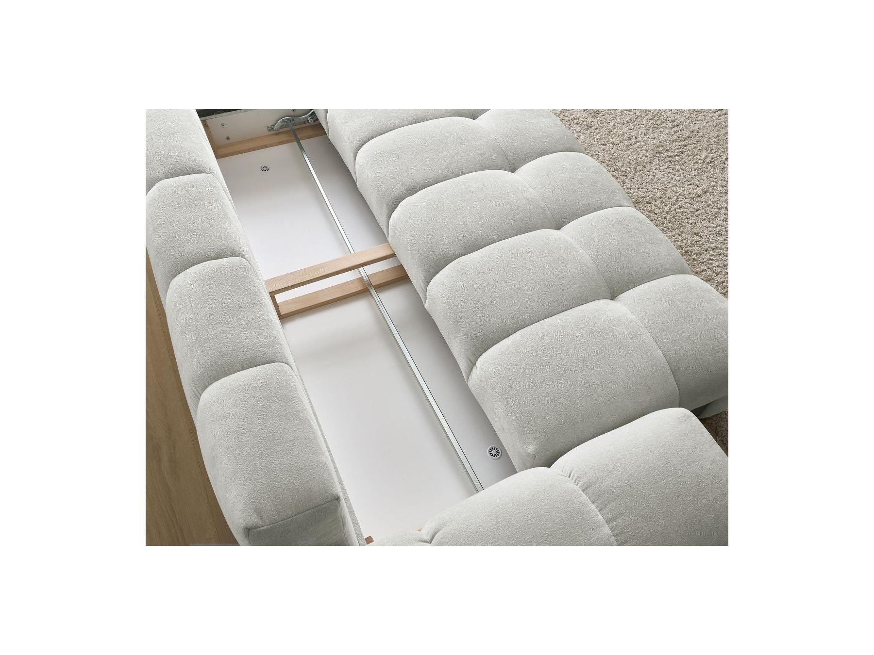 Everest - Canapé Droit Convertible Coffre - Tissu Texturé - 5 Coussins