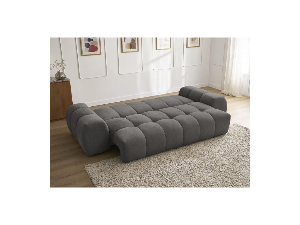 Everest - Canapé Droit Convertible Coffre - Tissu Texturé - 5 Coussins