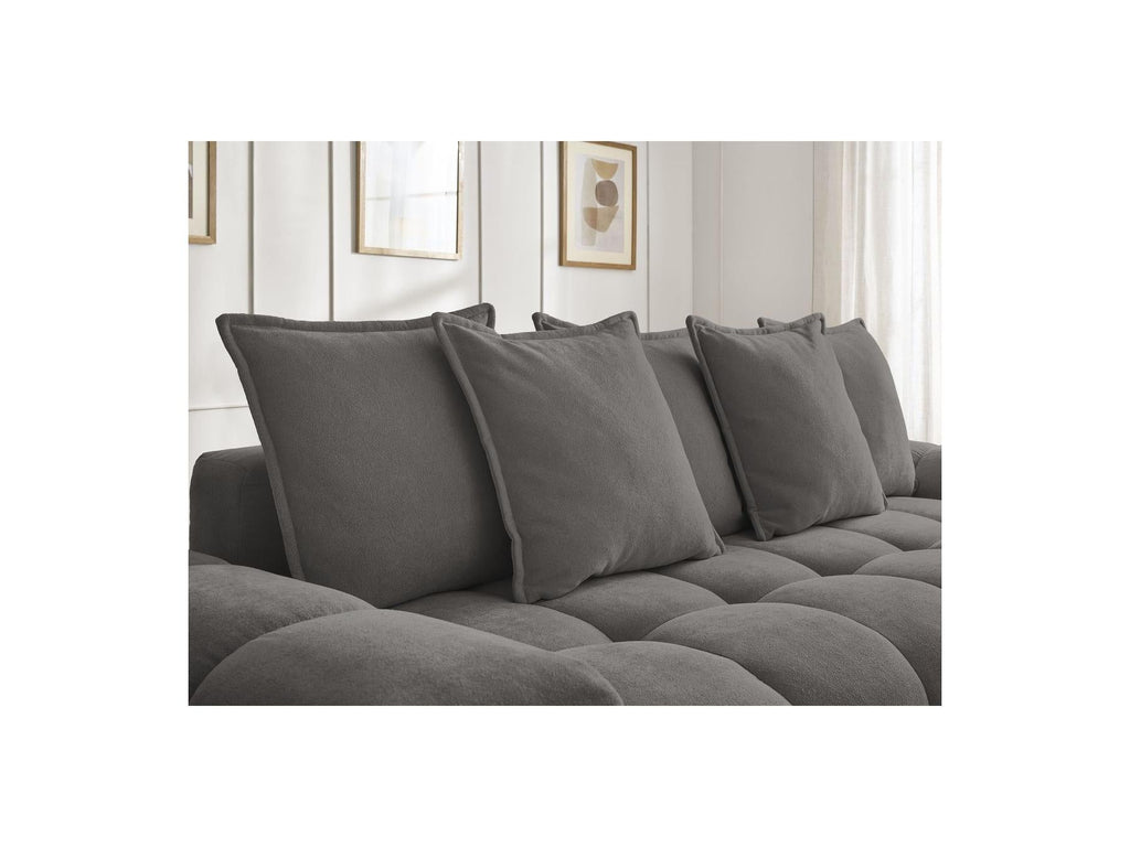 Everest - Canapé Droit Convertible Coffre - Tissu Texturé - 5 Coussins
