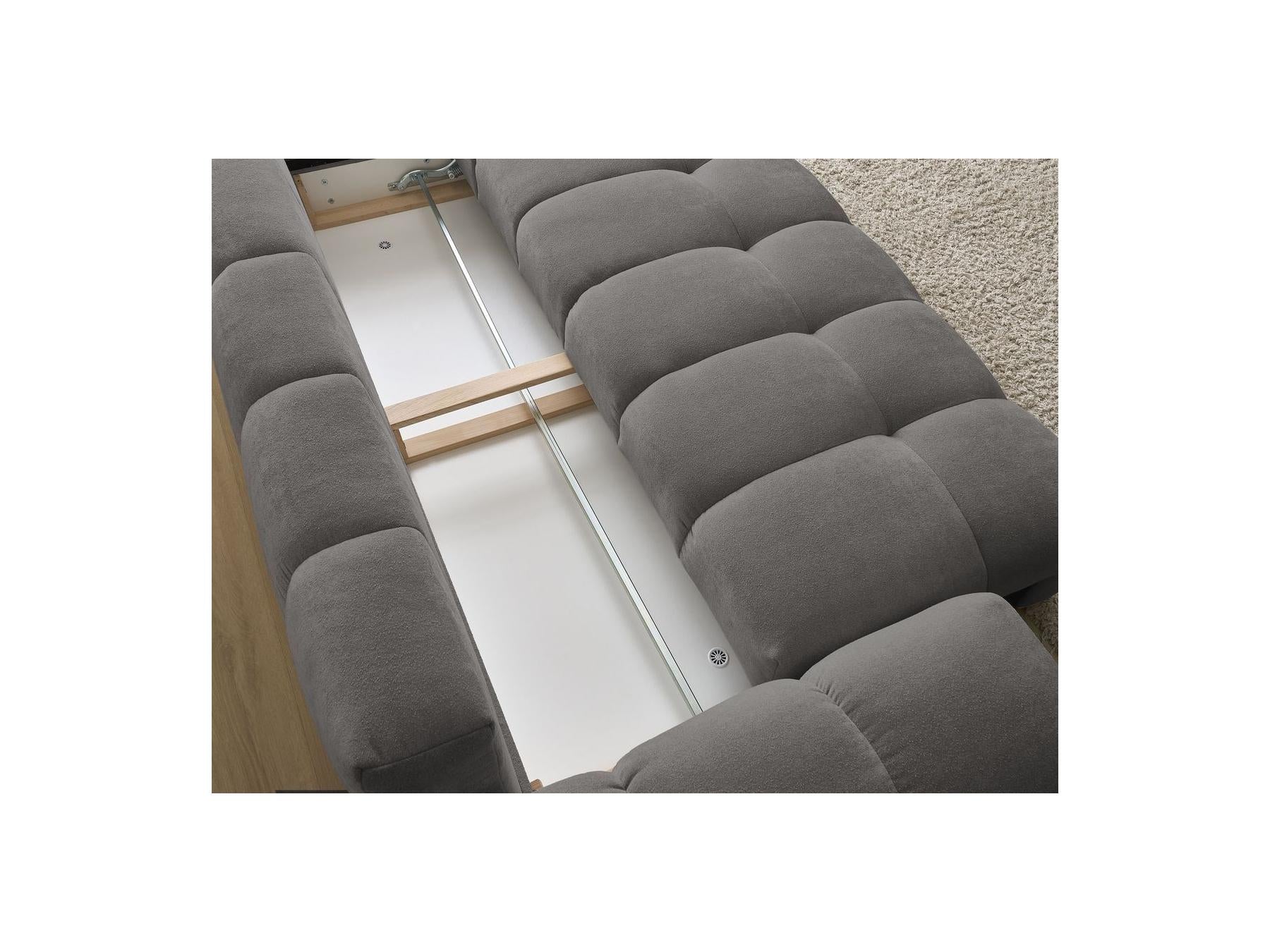 Everest - Canapé Droit Convertible Coffre - Tissu Texturé - 5 Coussins