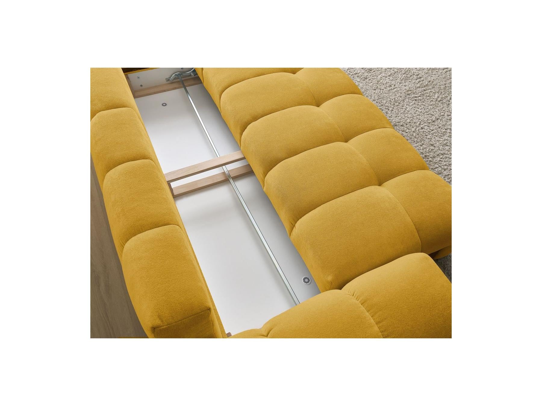Everest - Canapé Droit Convertible Coffre - Tissu Texturé - 5 Coussins