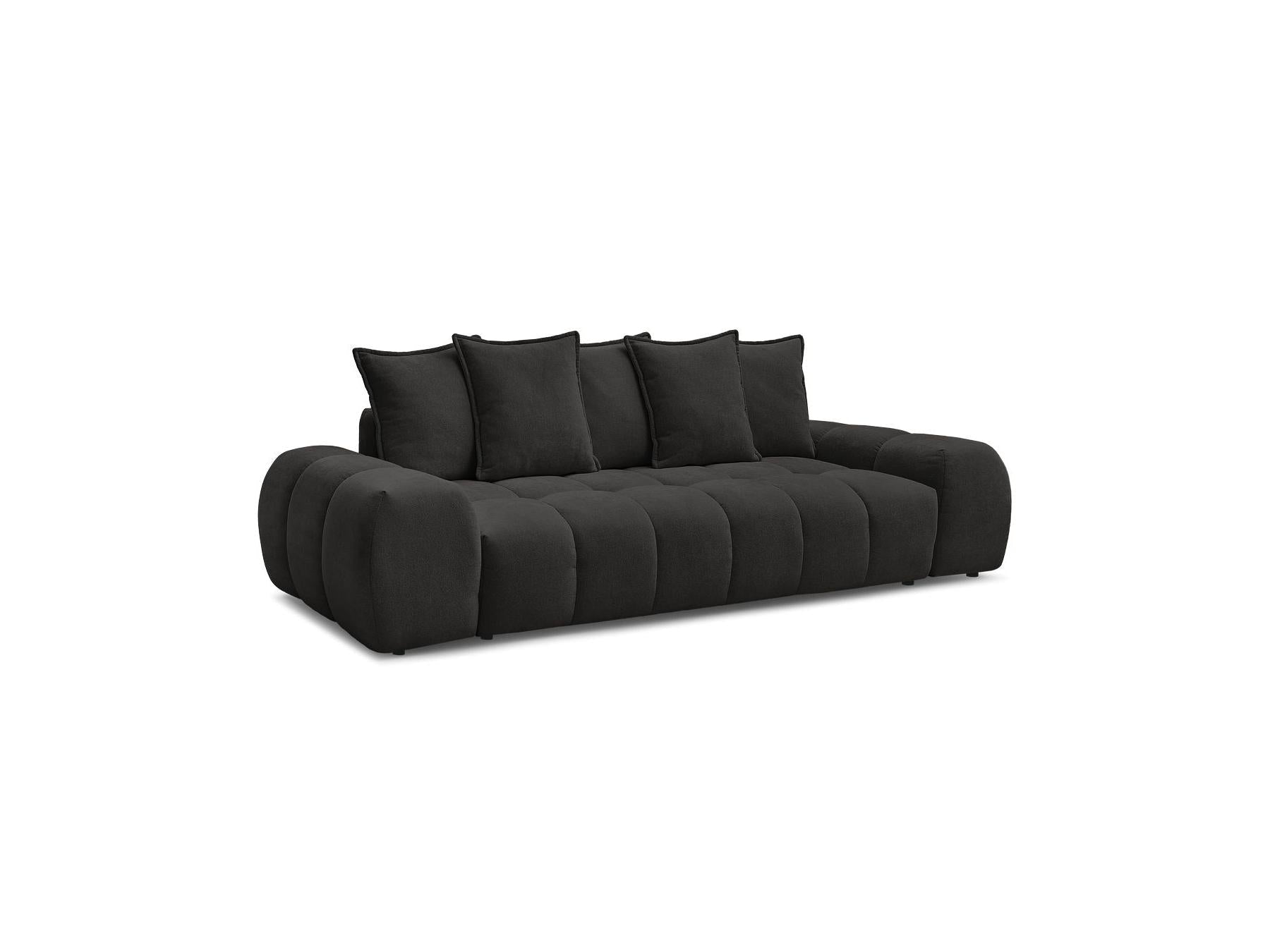 Everest - Canapé Droit Convertible Coffre - Tissu Texturé - 5 Coussins