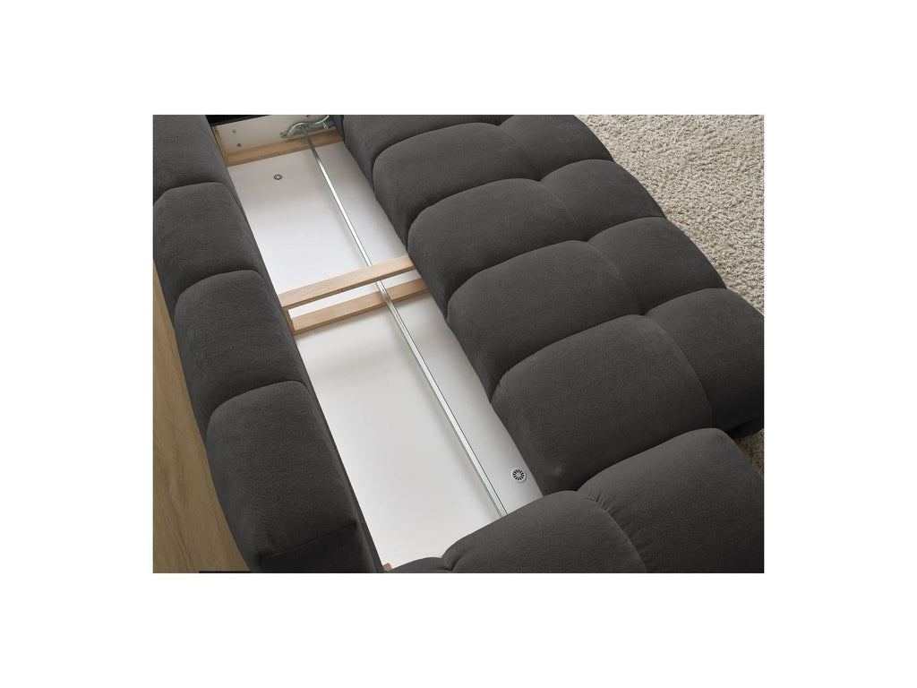 Everest - Canapé Droit Convertible Coffre - Tissu Texturé - 5 Coussins