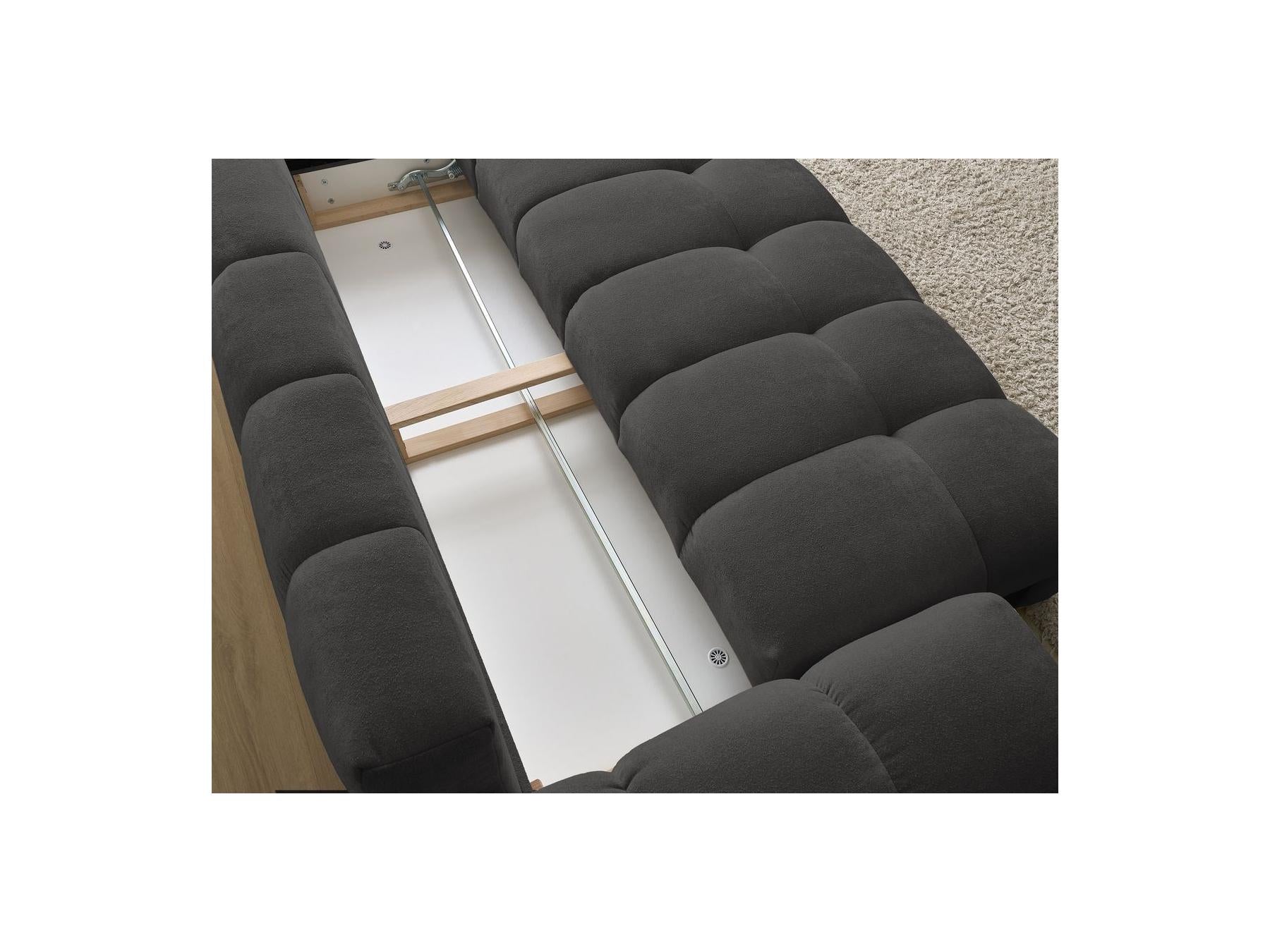 Everest - Canapé Droit Convertible Coffre - Tissu Texturé - 5 Coussins