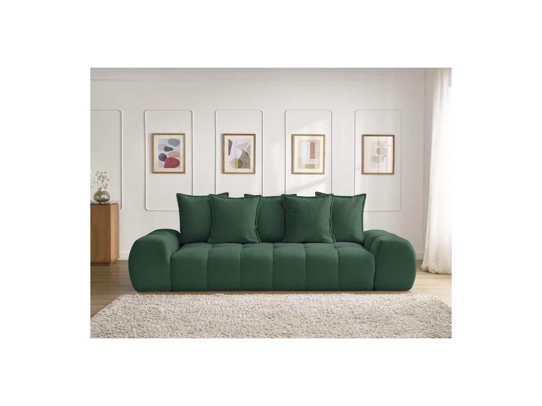 Everest - Canapé Droit Convertible Coffre - Tissu Texturé - 5 Coussins