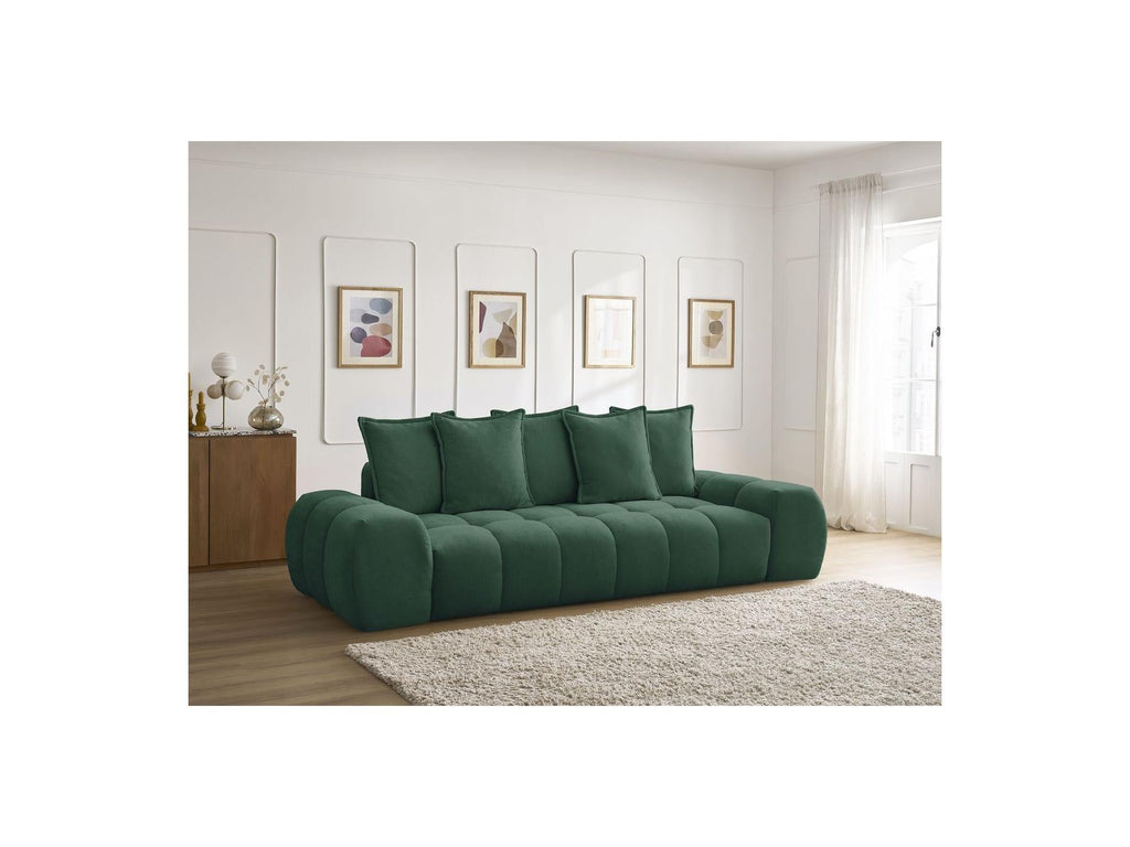 Everest - Canapé Droit Convertible Coffre - Tissu Texturé - 5 Coussins