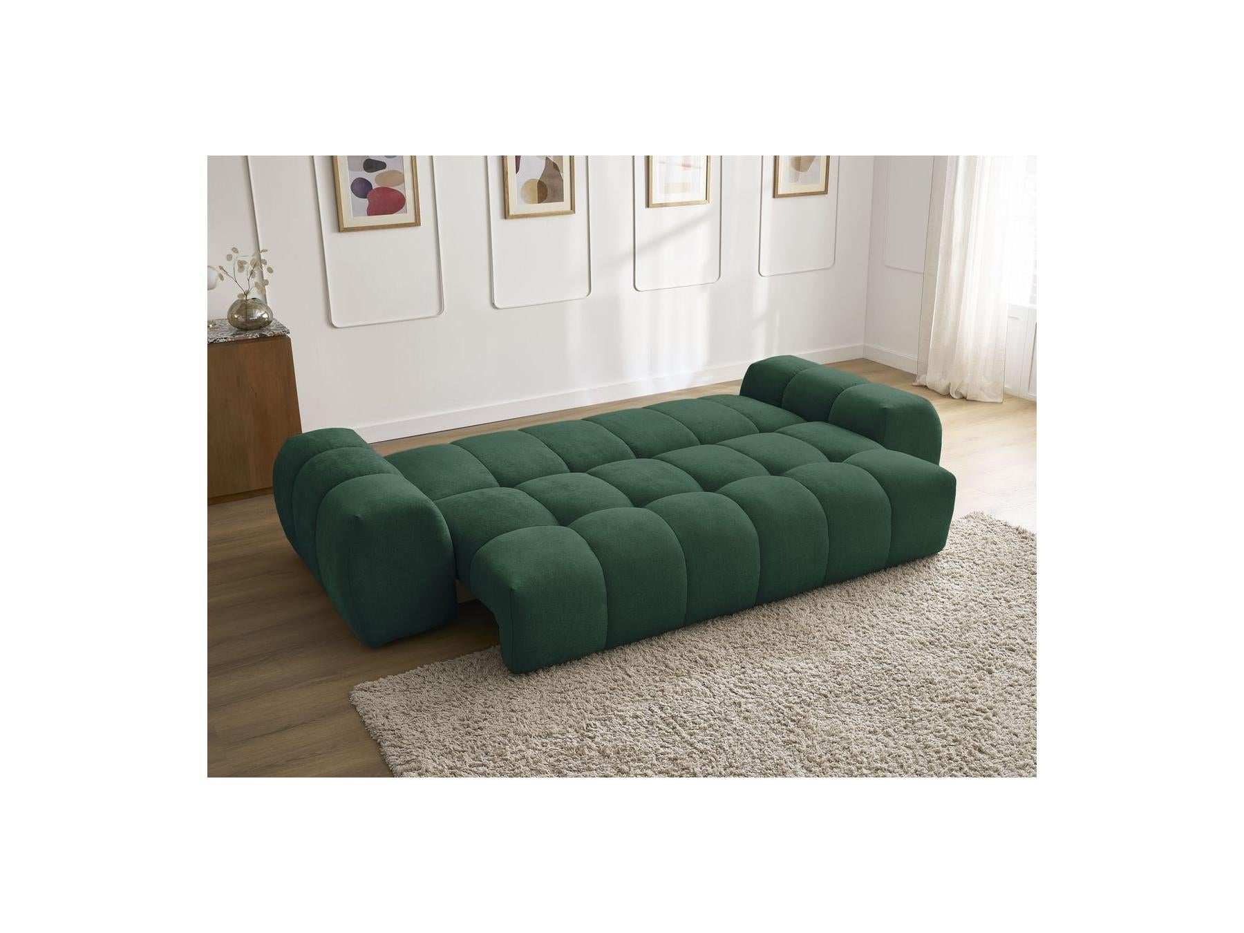 Everest - Canapé Droit Convertible Coffre - Tissu Texturé - 5 Coussins