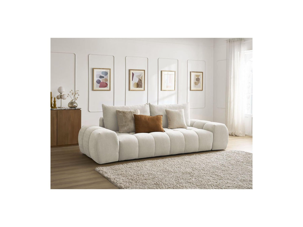 Everest - Canapé Droit Convertible Coffre - Tissu Texturé - 2 Coussins