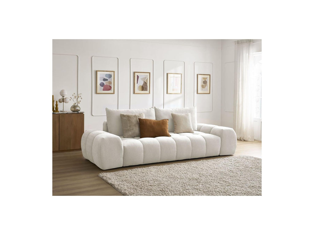 Everest - Canapé Droit Convertible Coffre - Tissu Texturé - 2 Coussins