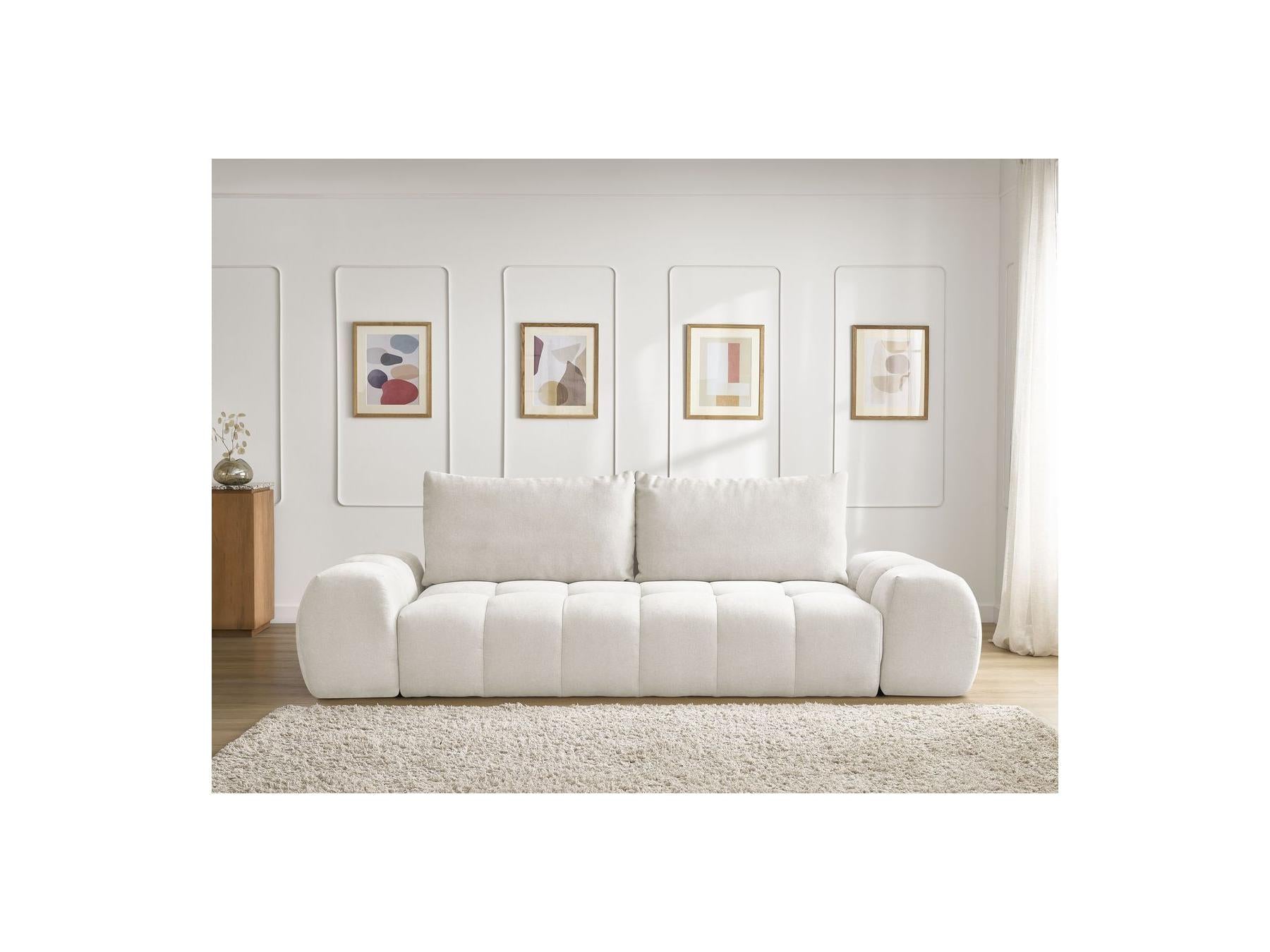 Everest - Canapé Droit Convertible Coffre - Tissu Texturé - 2 Coussins