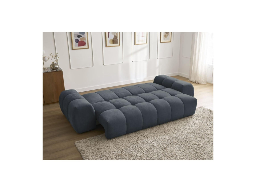 Everest - Canapé Droit Convertible Coffre - Tissu Texturé - 2 Coussins