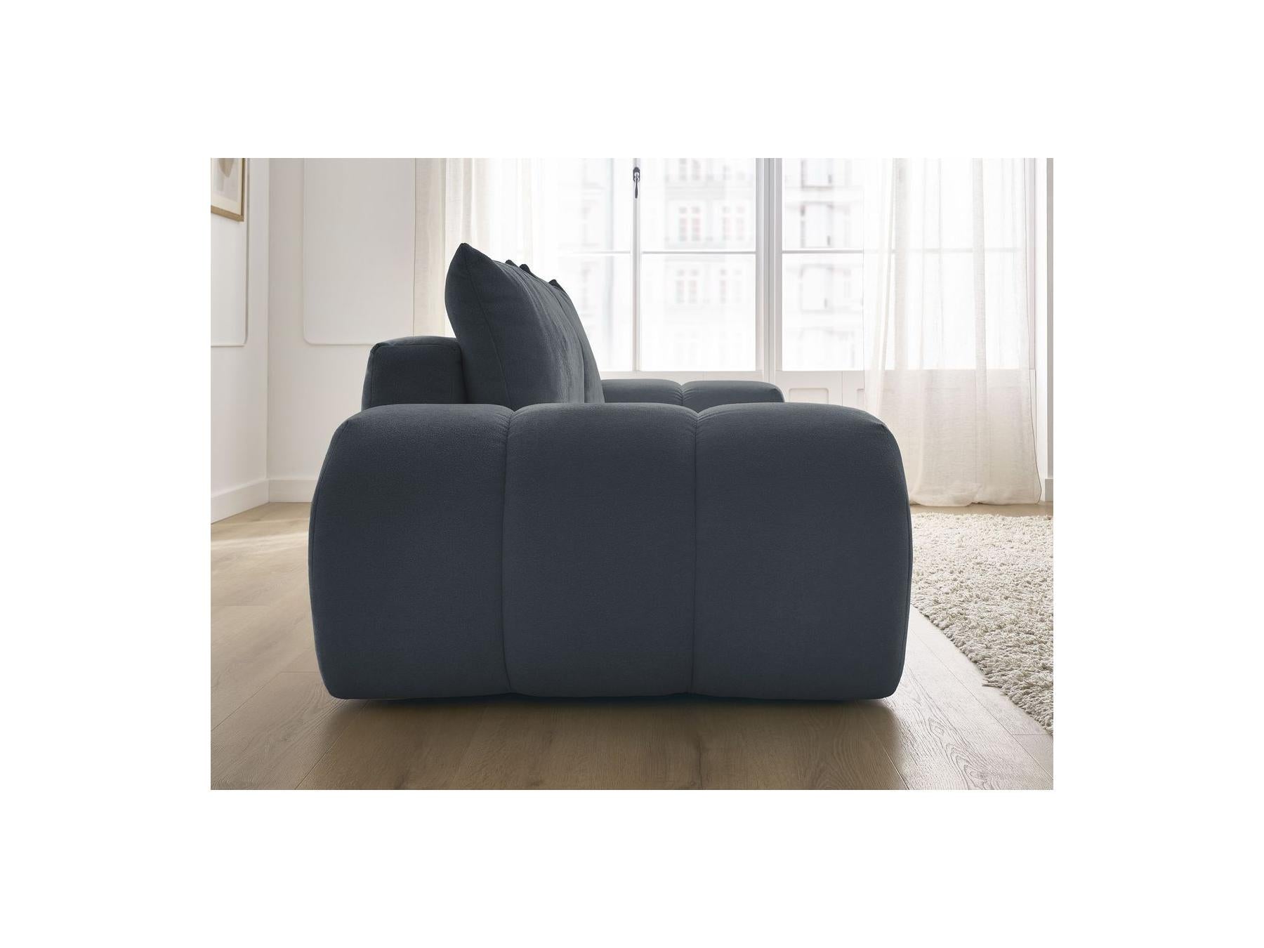 Everest - Canapé Droit Convertible Coffre - Tissu Texturé - 2 Coussins