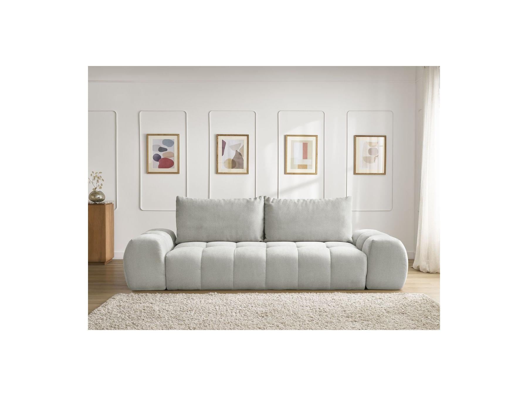 Everest - Canapé Droit Convertible Coffre - Tissu Texturé - 2 Coussins