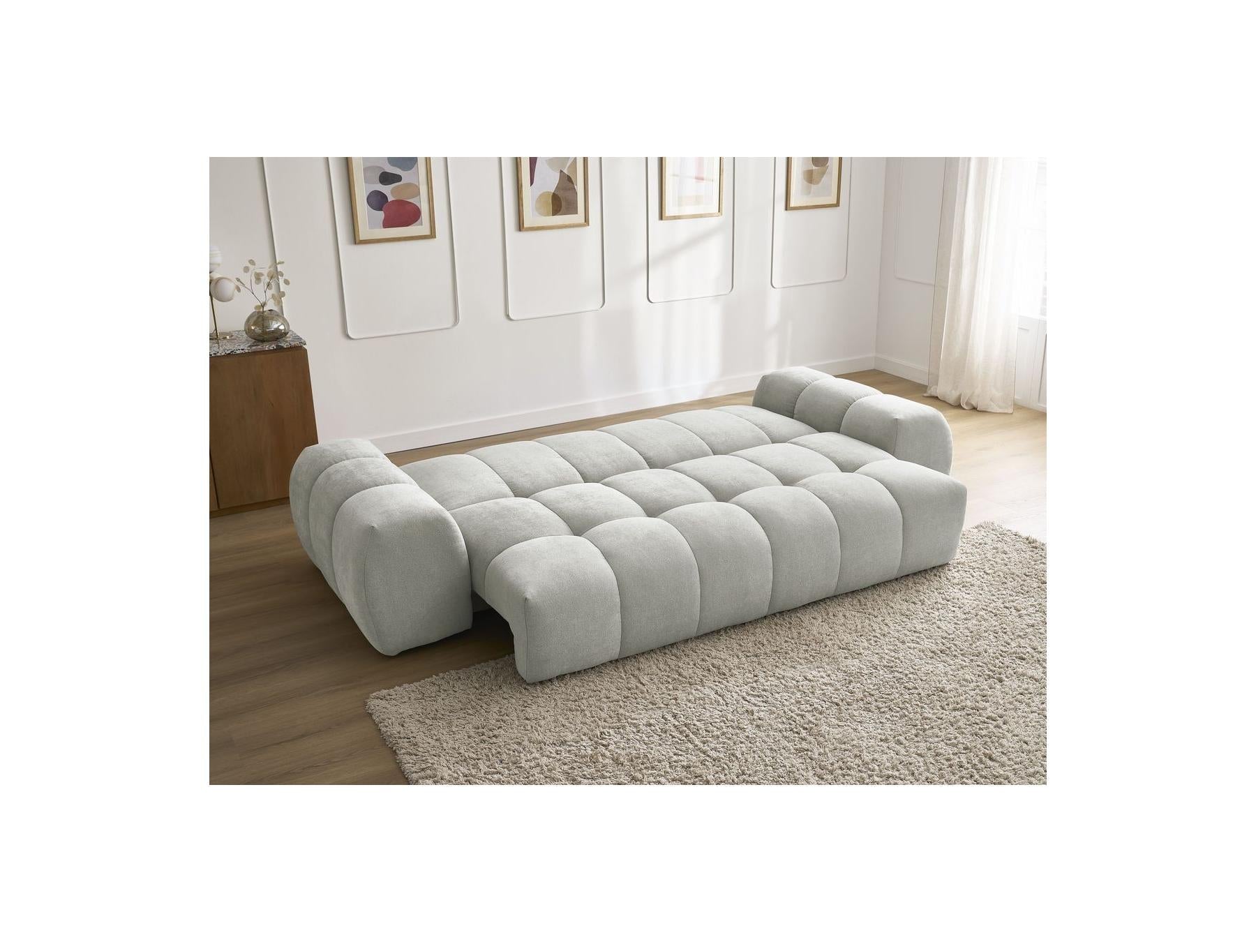 Everest - Canapé Droit Convertible Coffre - Tissu Texturé - 2 Coussins