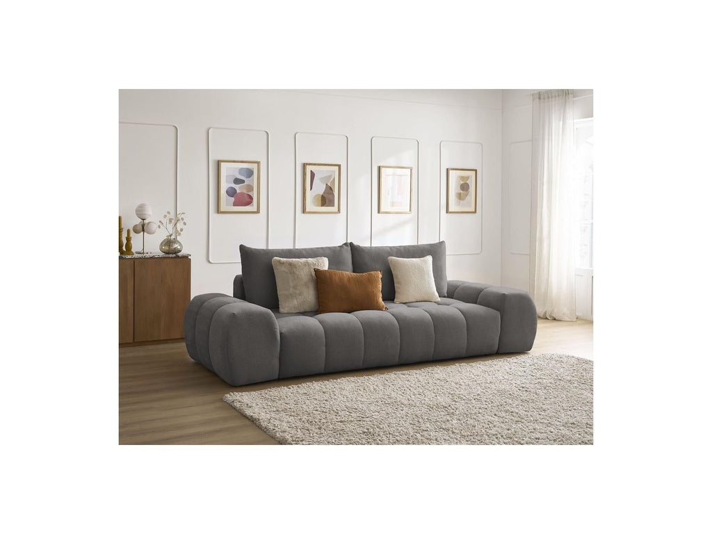 Everest - Canapé Droit Convertible Coffre - Tissu Texturé - 2 Coussins