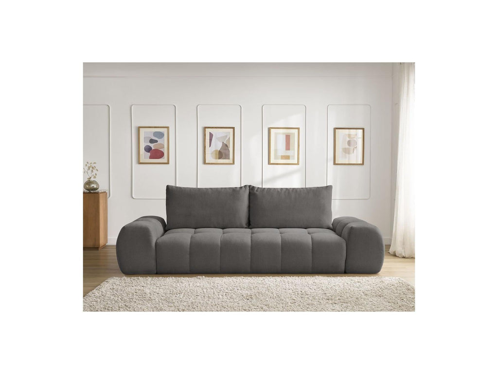 Everest - Canapé Droit Convertible Coffre - Tissu Texturé - 2 Coussins