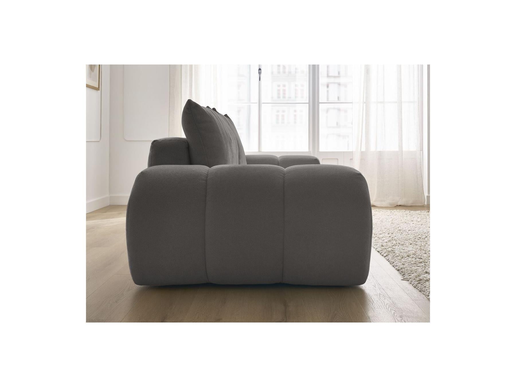 Everest - Canapé Droit Convertible Coffre - Tissu Texturé - 2 Coussins