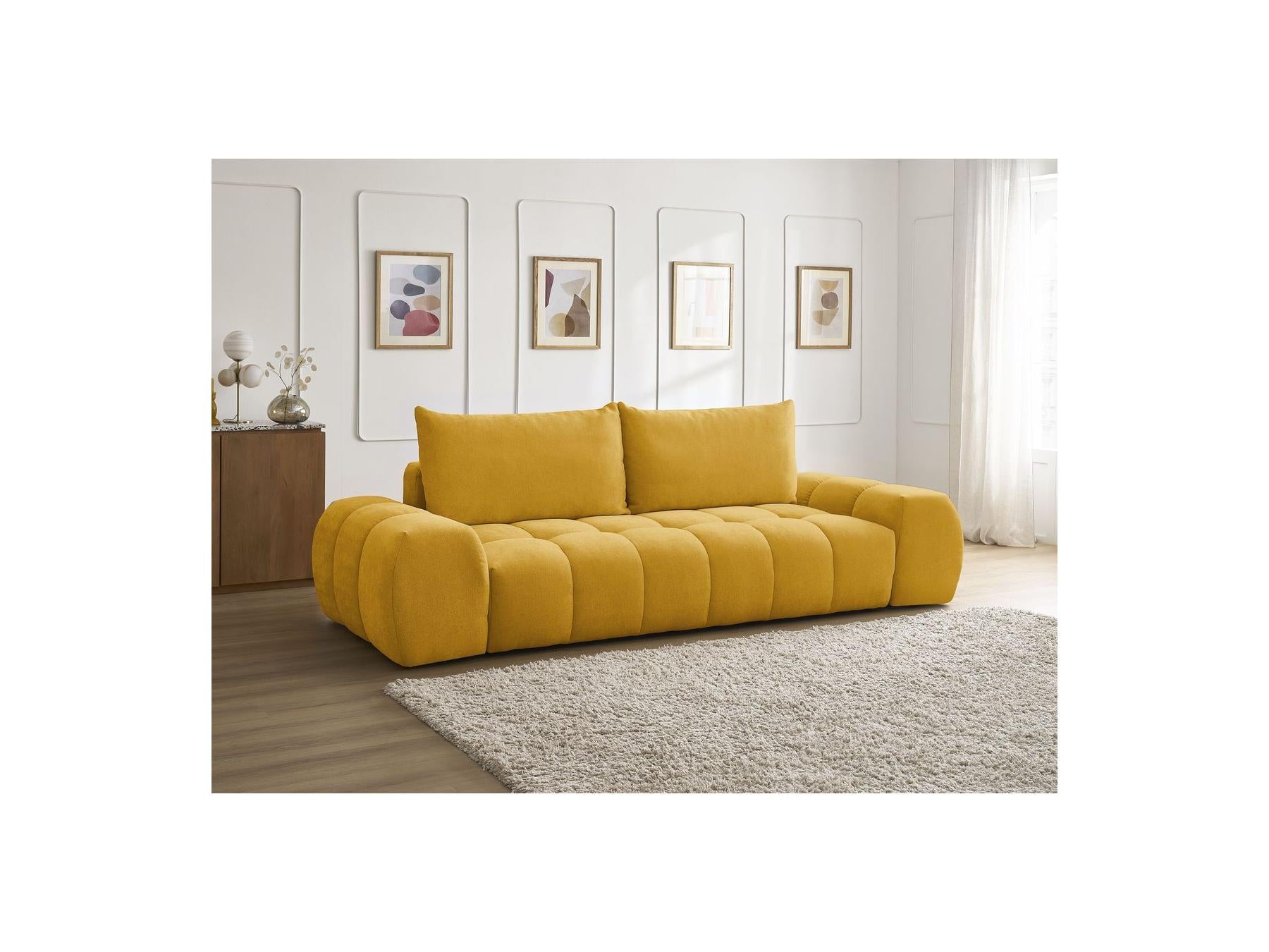 Everest - Canapé Droit Convertible Coffre - Tissu Texturé - 2 Coussins