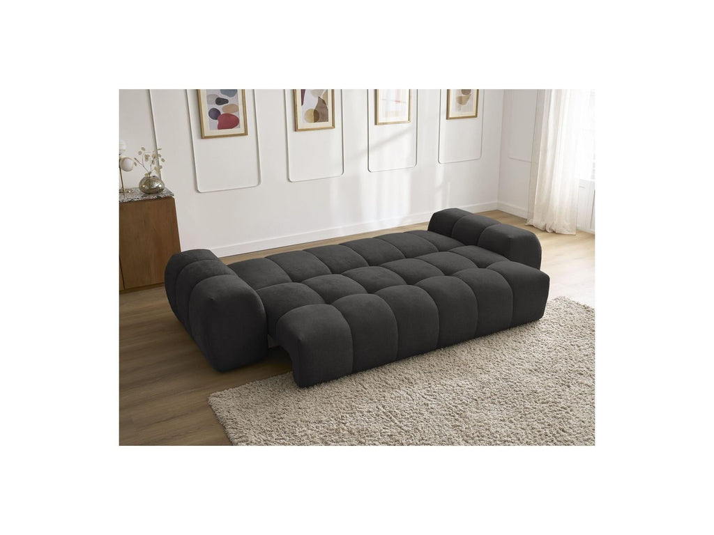 Everest - Canapé Droit Convertible Coffre - Tissu Texturé - 2 Coussins