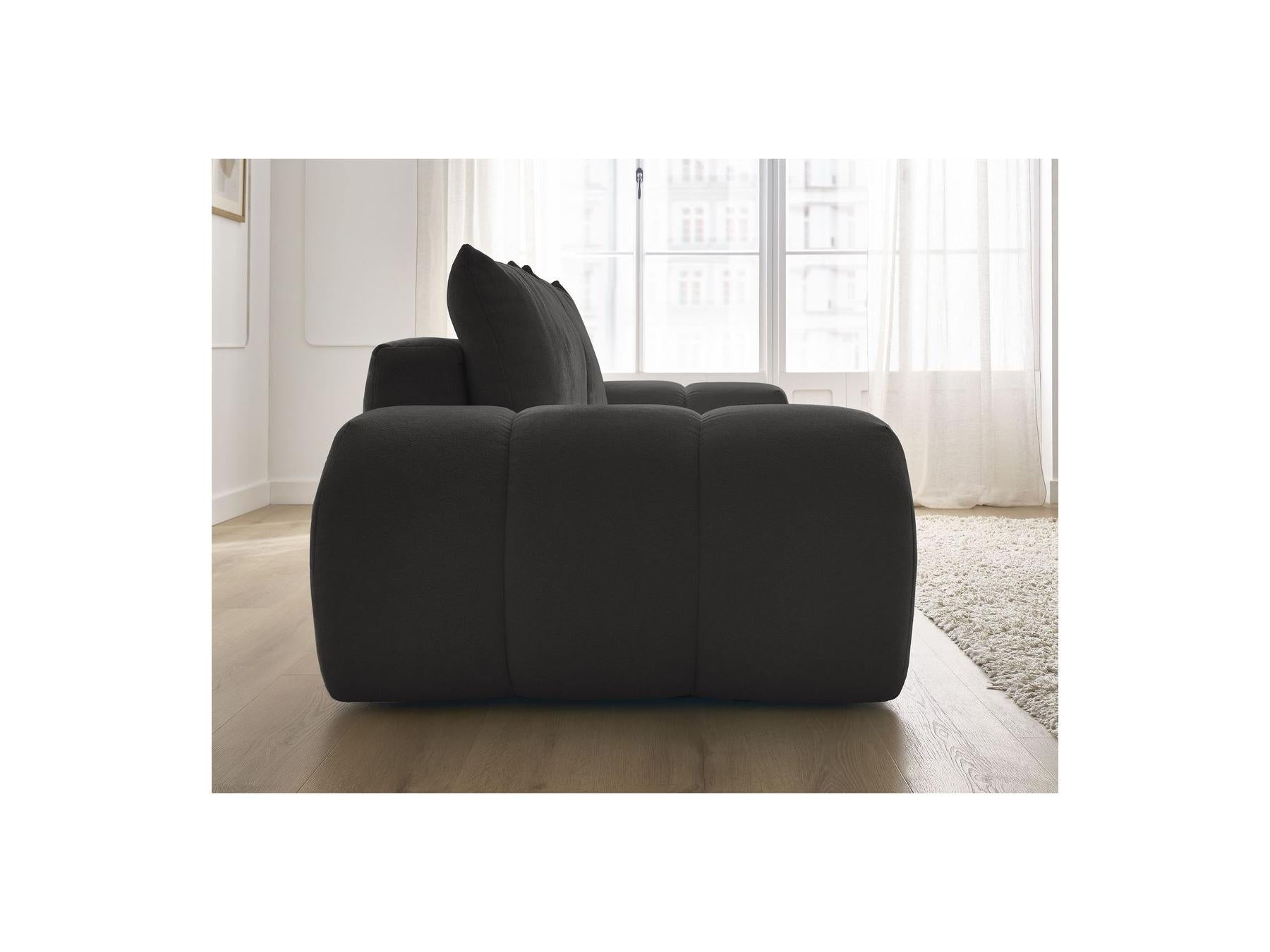 Everest - Canapé Droit Convertible Coffre - Tissu Texturé - 2 Coussins