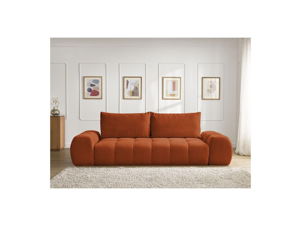 Everest - Canapé Droit Convertible Coffre - Tissu Texturé - 2 Coussins