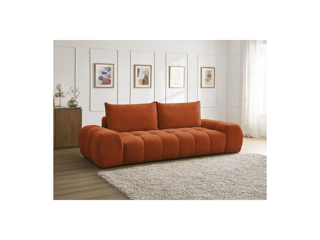 Everest - Canapé Droit Convertible Coffre - Tissu Texturé - 2 Coussins