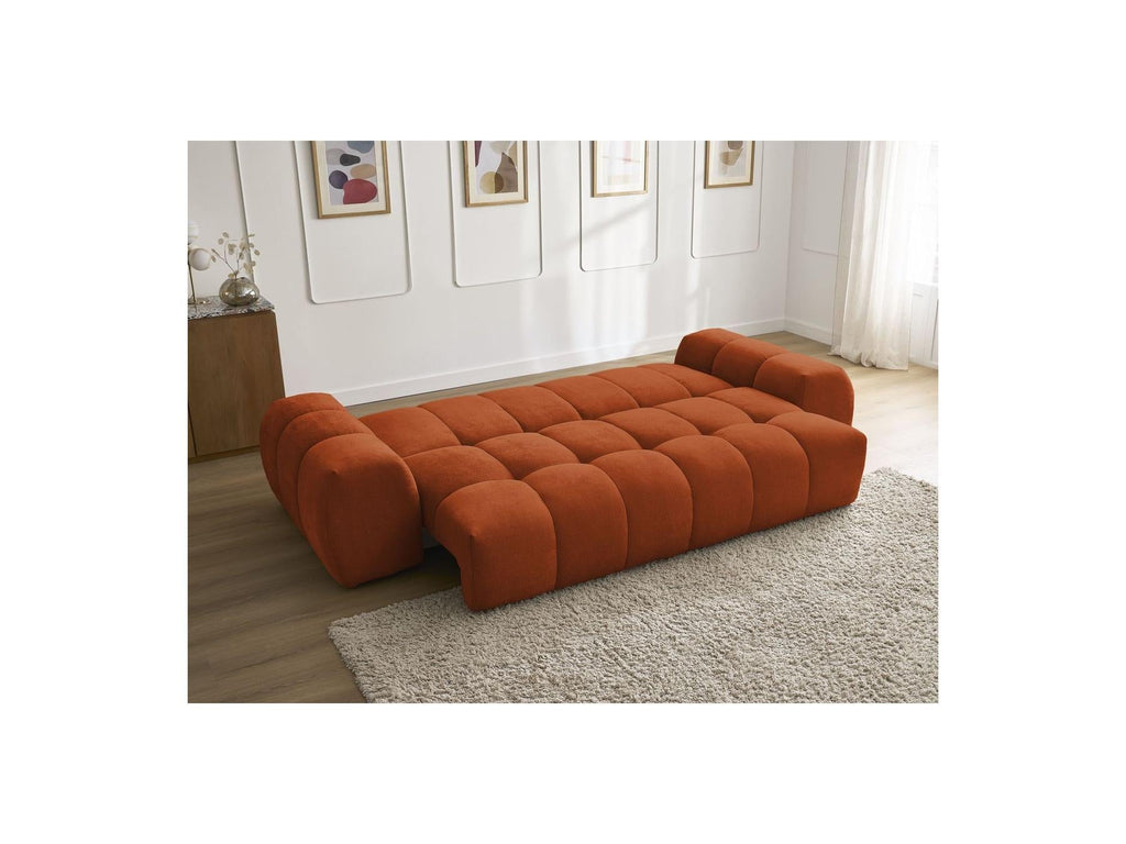 Everest - Canapé Droit Convertible Coffre - Tissu Texturé - 2 Coussins