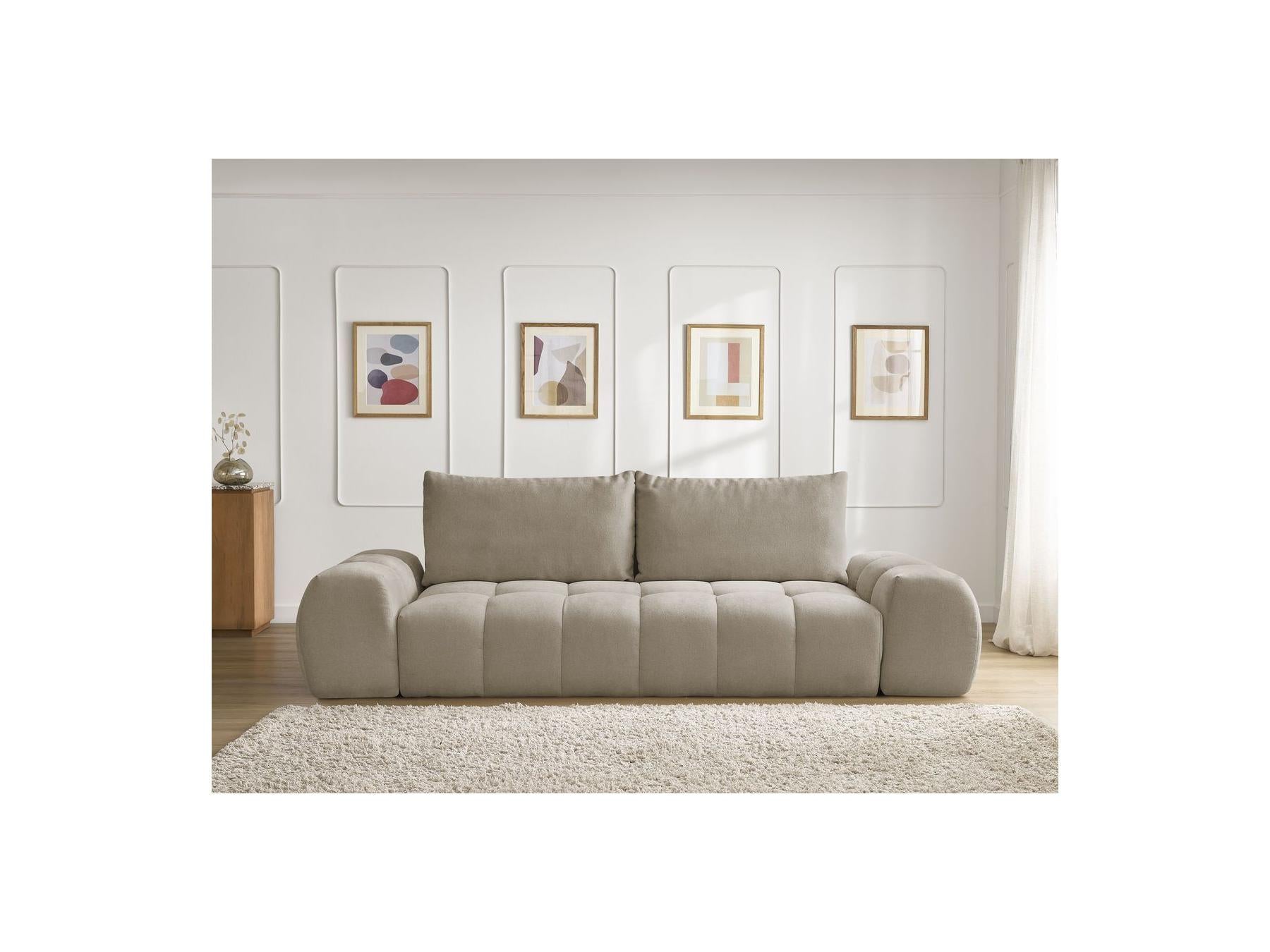 Everest - Canapé Droit Convertible Coffre - Tissu Texturé - 2 Coussins