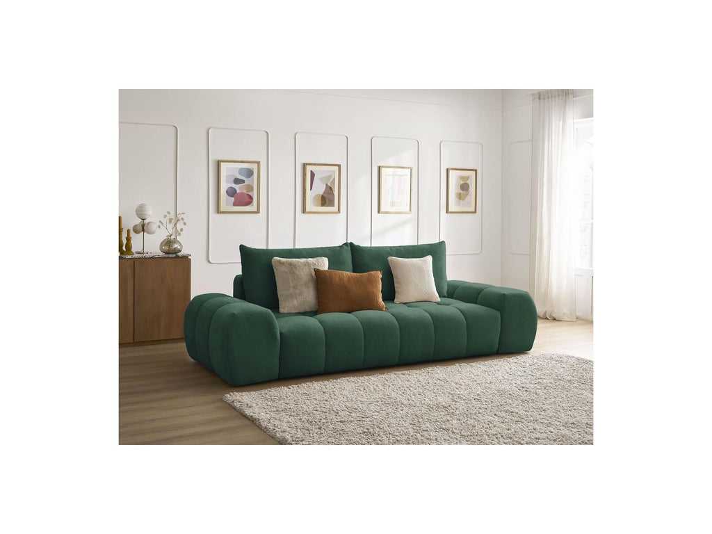 Everest - Canapé Droit Convertible Coffre - Tissu Texturé - 2 Coussins